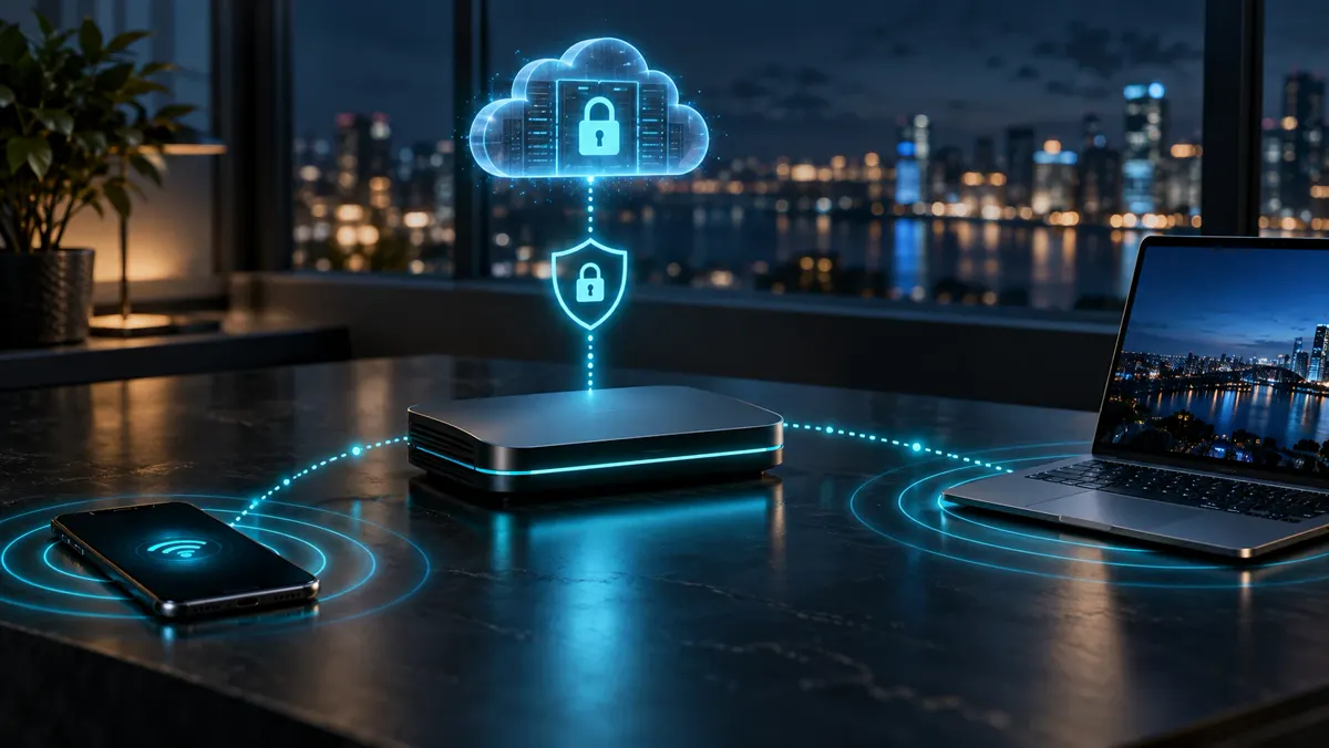Roteador conectado a um túnel VPN seguro que entrega o IP fixo